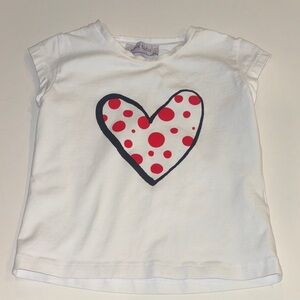 Kids White Tee with Red Polka Dot Heart by